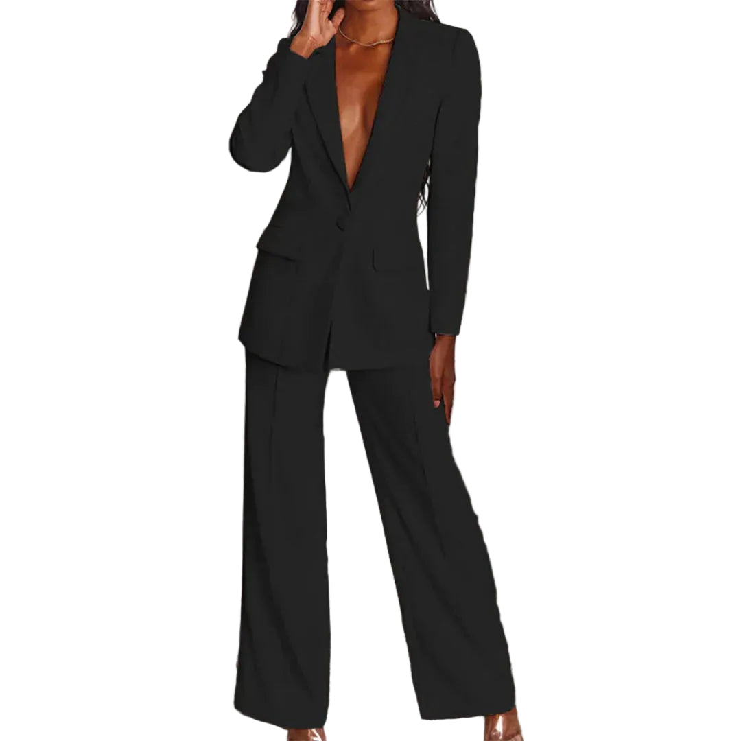 Damen Hosenanzug mit Longblazer und weitem Bein-Women Set-Alpenkind