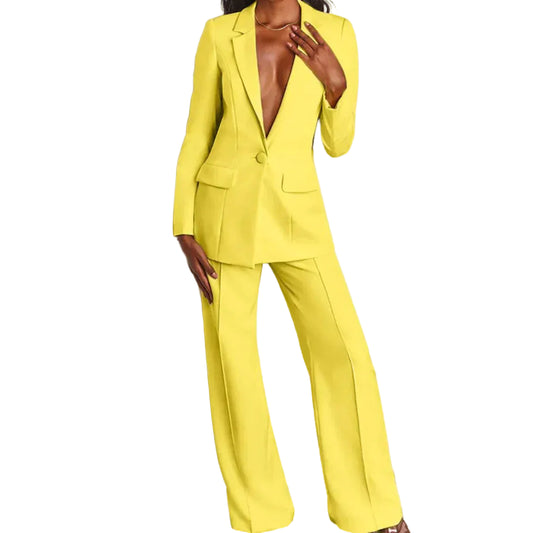 Damen Hosenanzug mit Longblazer und weitem Bein-Sets for women-Alpenkind