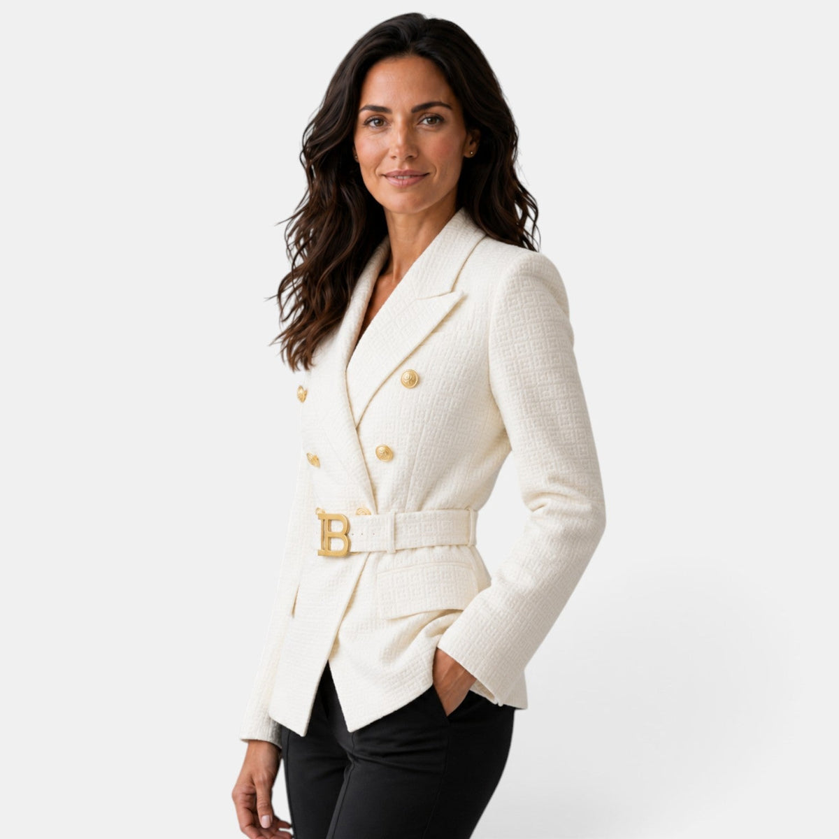 Damen-Jacquard-Blazer mit Gürtel-Blazer for women-Alpenkind