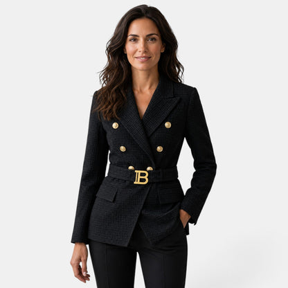 Damen-Jacquard-Blazer mit Gürtel-Blazer for women-Alpenkind