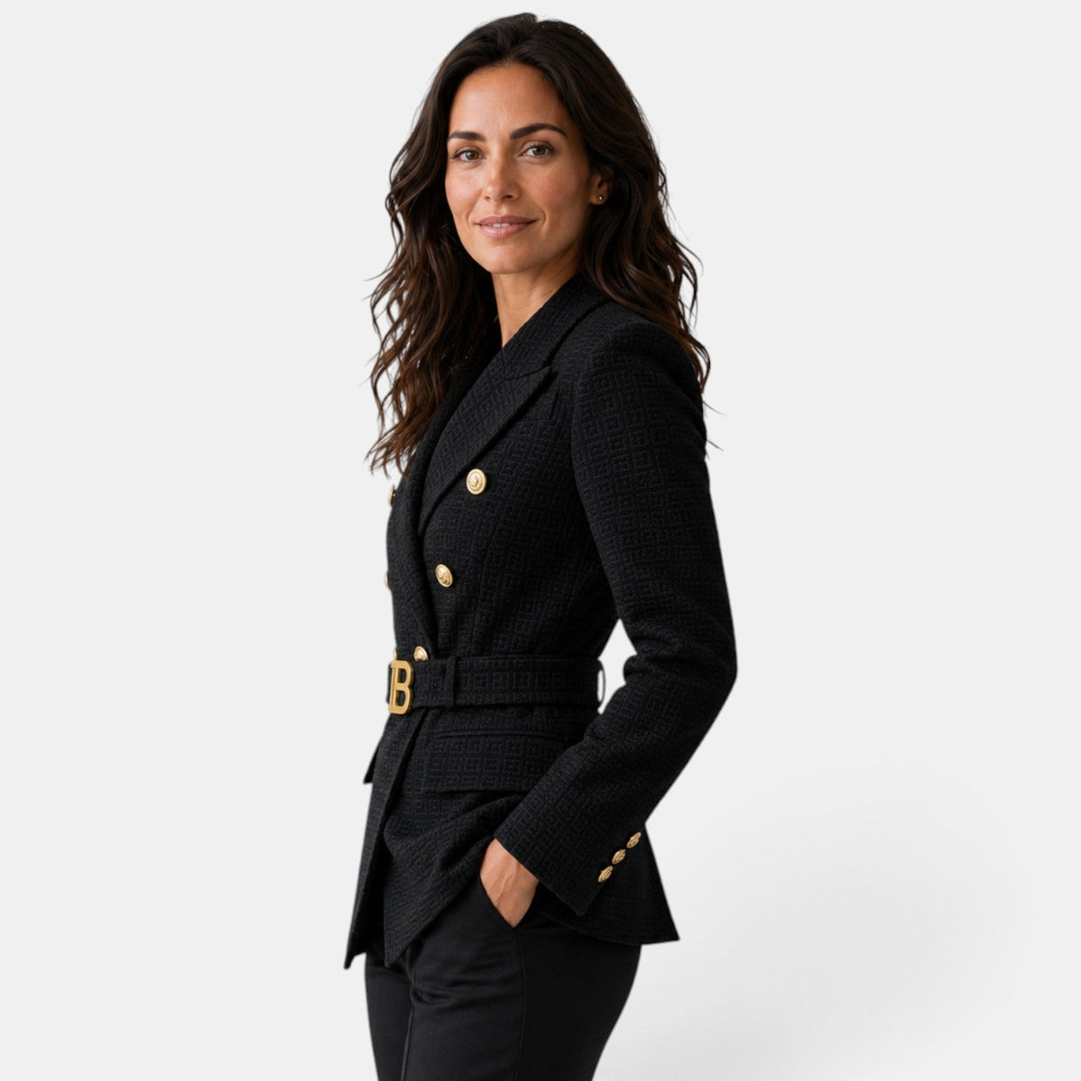 Damen-Jacquard-Blazer mit Gürtel-Blazer for women-Alpenkind