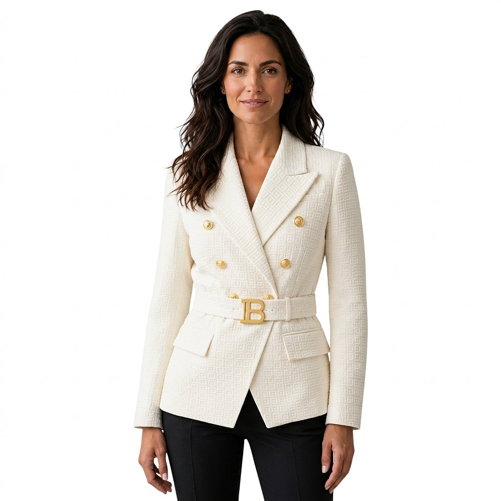 Damen-Jacquard-Blazer mit Gürtel-Blazer for women-Alpenkind