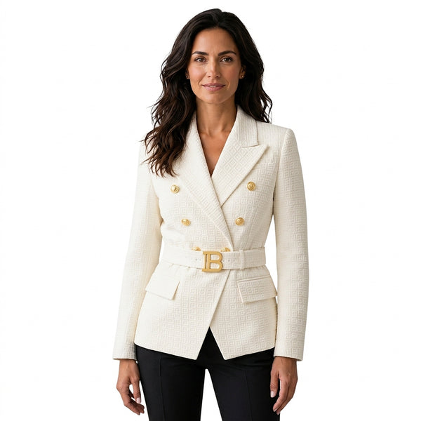 Damen-Jacquard-Blazer mit Gürtel-Blazer for women-Alpenkind