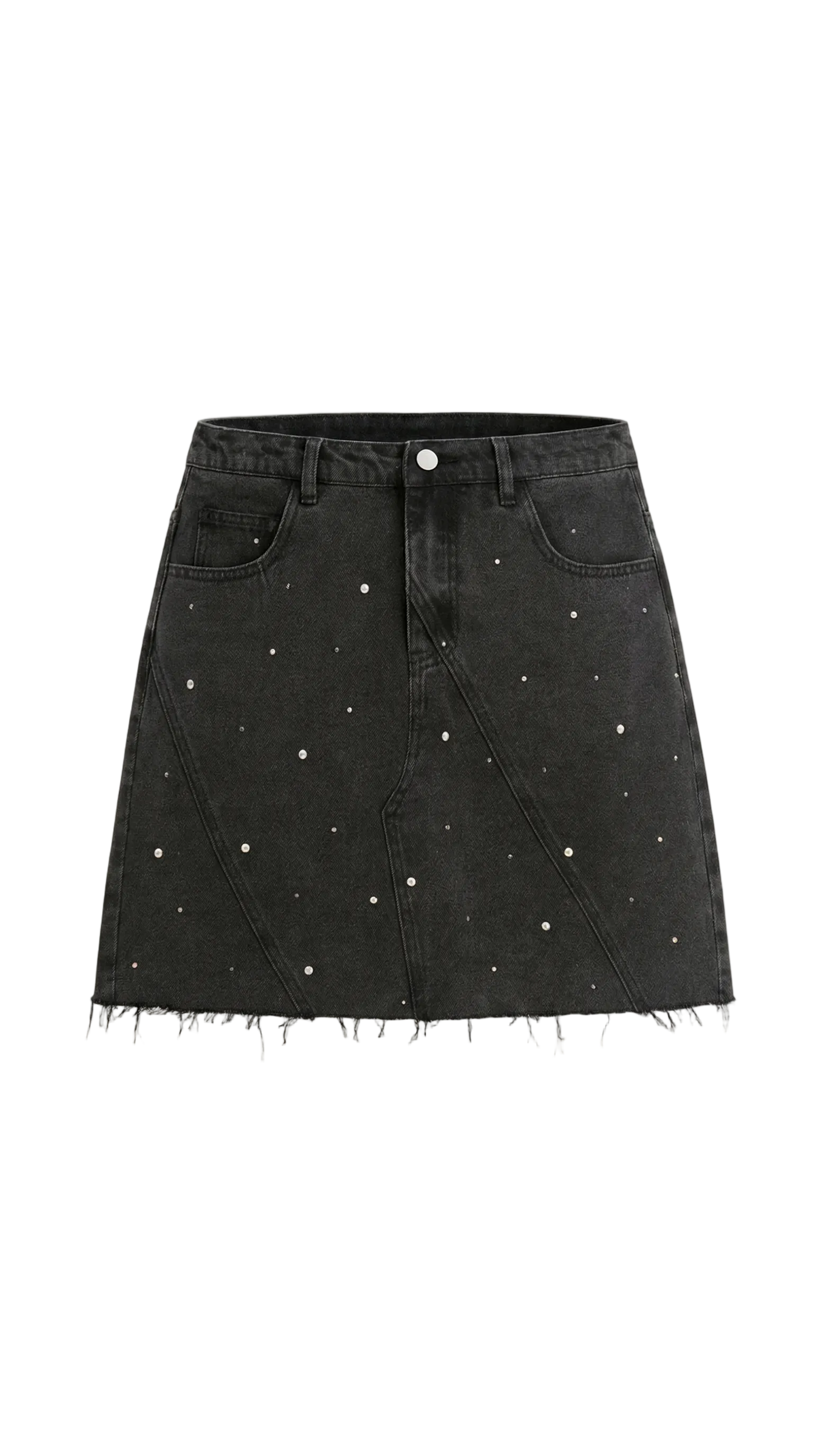 Damen Jeans Minirock mit Frontpaneelen, Knopfverschluss und offenem Saum-Skirt for women-Alpenkind