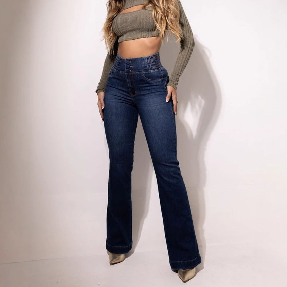 Damen-Jeans mit hoher Taille und ausgestelltem Bein-Pants for Women-Alpenkind