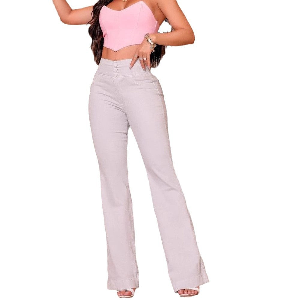 Damen-Jeans mit hoher Taille und ausgestelltem Bein-Pants for Women-Alpenkind