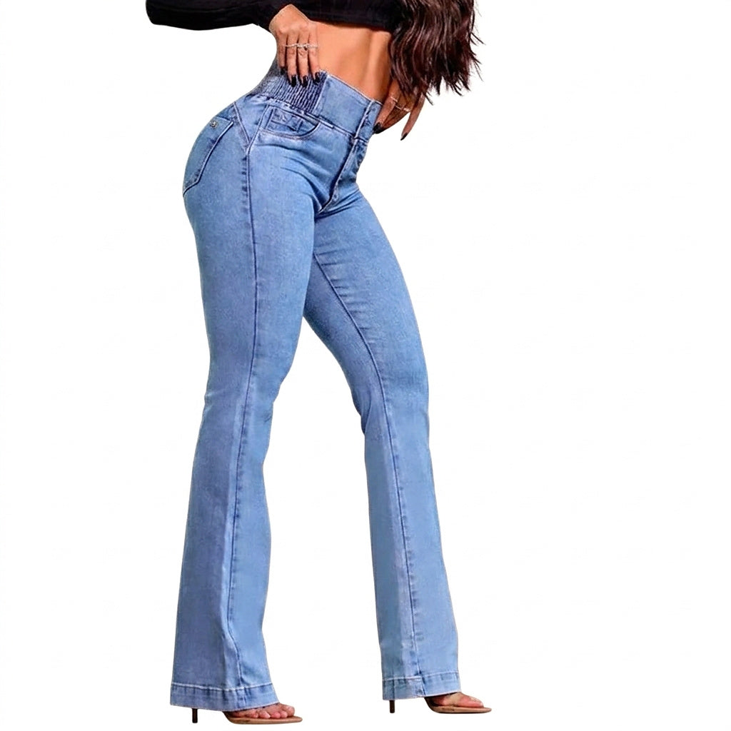 Damen-Jeans mit hoher Taille und ausgestelltem Bein-Pants for Women-Alpenkind