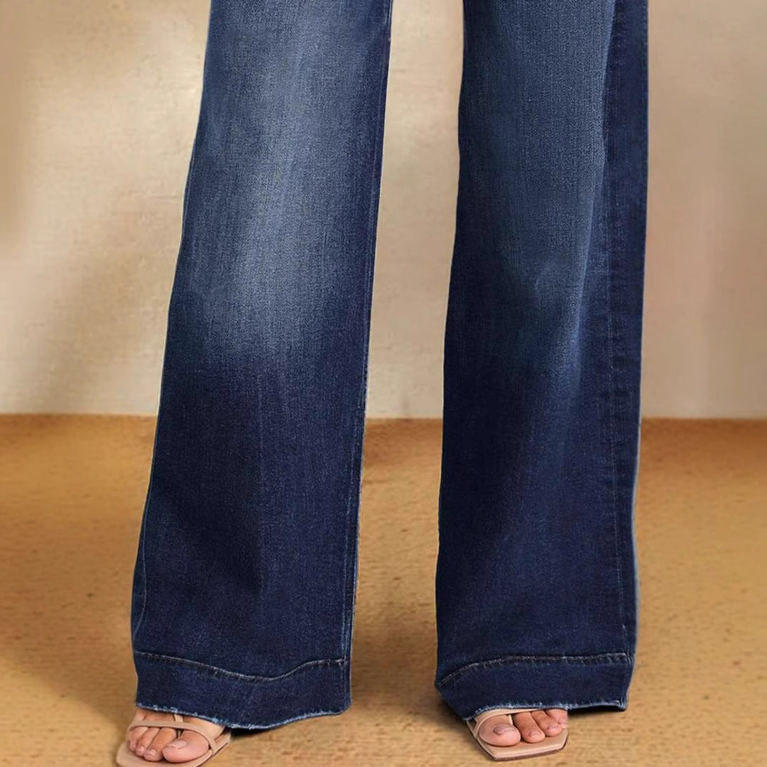 Damen-Jeans mit weitem Bein, hoher Taille und Kordelzug-Pants for Women-Alpenkind