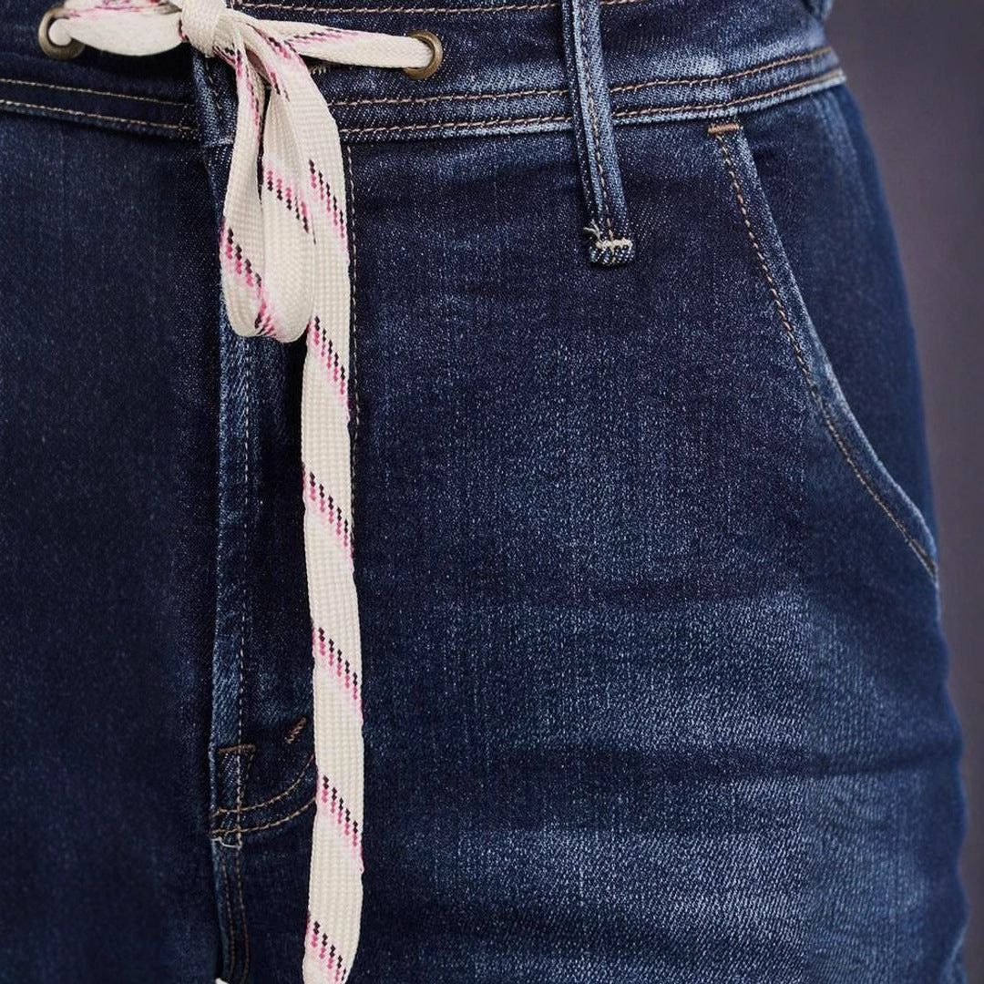 Damen-Jeans mit weitem Bein, hoher Taille und Kordelzug-Pants for Women-Alpenkind