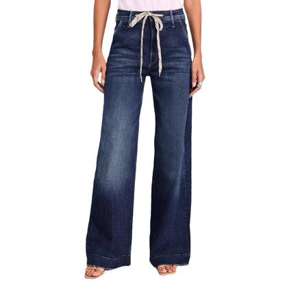 Damen-Jeans mit weitem Bein, hoher Taille und Kordelzug-Pants for Women-Alpenkind