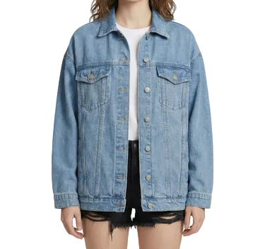 Damen Jeansjacke mit Knopfleiste und Pattentaschen im oberen Bereich