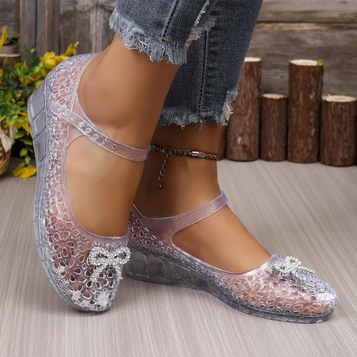 Damen Jelly Keilsandalen mit Strass-Schleife-Footwear for women-Alpenkind