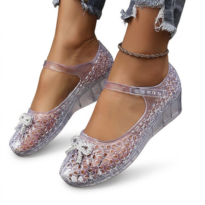 Damen Jelly Keilsandalen mit Strass-Schleife-Footwear for women-Alpenkind