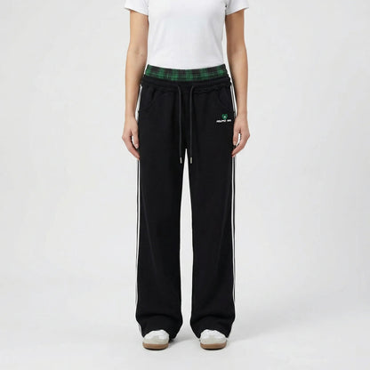 Damen-Jogginghose mit weitem Bein und kariertem Bund-Pants for Women-Alpenkind