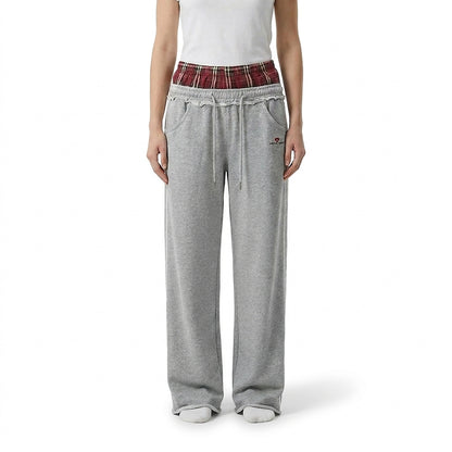 Damen-Jogginghose mit weitem Bein und kariertem Bund-Pants for Women-Alpenkind
