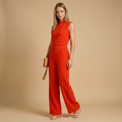 Damen Jumpsuit ärmellos mit Stehkragen und weitem Bein-Jumpsuits for women-Alpenkind