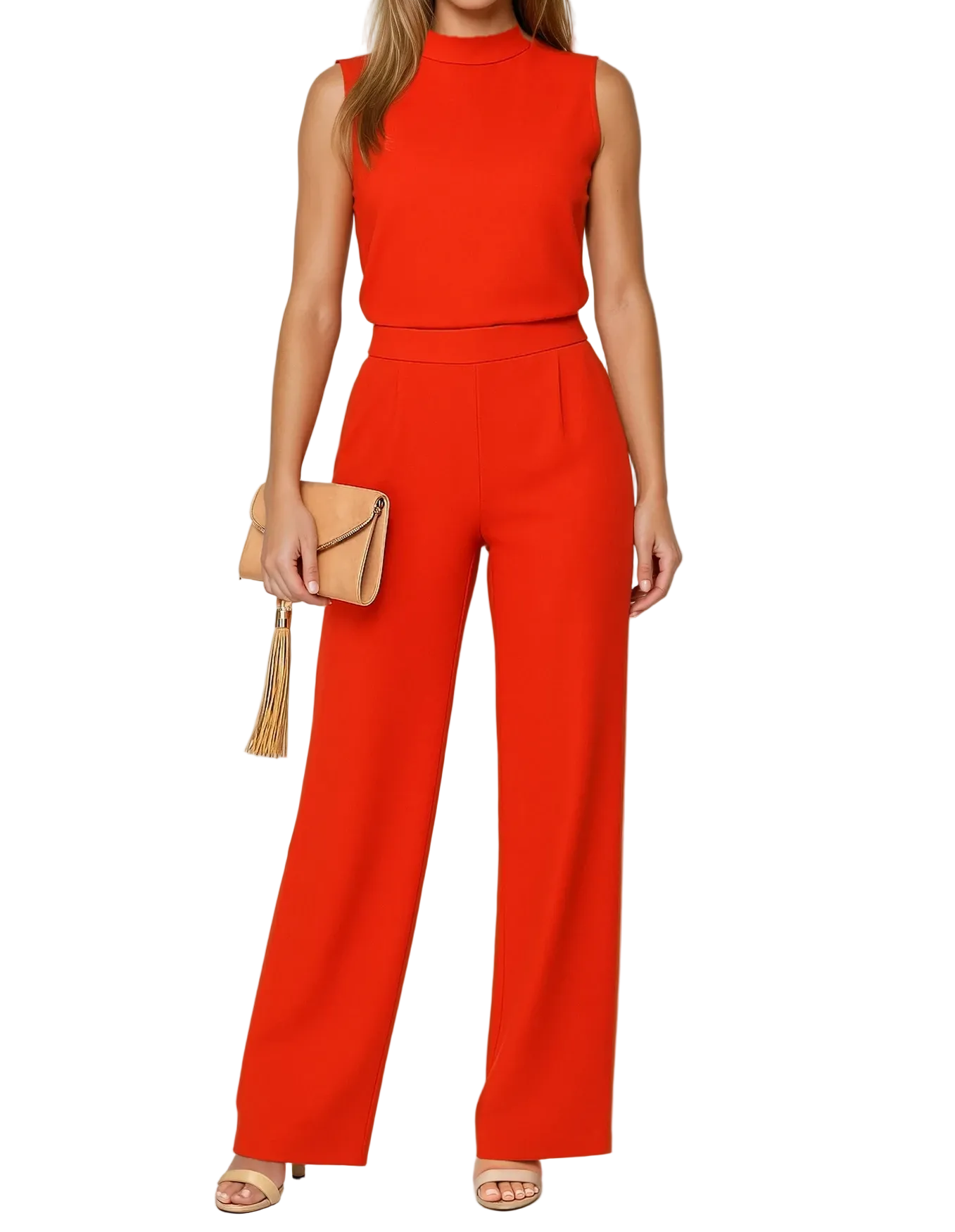Damen Jumpsuit ärmellos mit Stehkragen und weitem Bein-Jumpsuits for women-Alpenkind