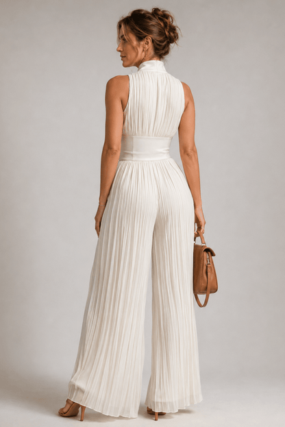 Damen-Jumpsuit mit Blumenmuster, Plissee und weitem Bein-Jumpsuits for women-Alpenkind
