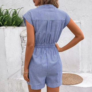 Damen Jumpsuit mit Knopfleiste und Taillenband-Jumpsuits for women-Alpenkind