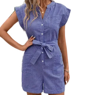 Damen Jumpsuit mit Knopfleiste und Taillenband-Jump suit-Alpenkind
