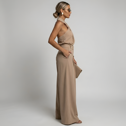 Damen-Jumpsuit mit Neckholder-Kragen, Knotendetail und weitem Bein-Jumpsuits for women-Alpenkind