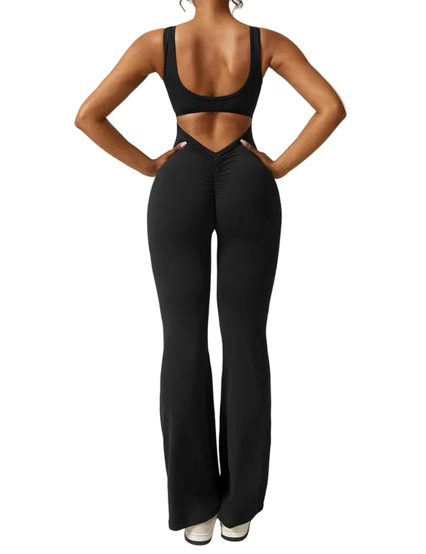 Damen Jumpsuit mit offenem Rücken und ausgestelltem Bein-Jumpsuits for women-Alpenkind