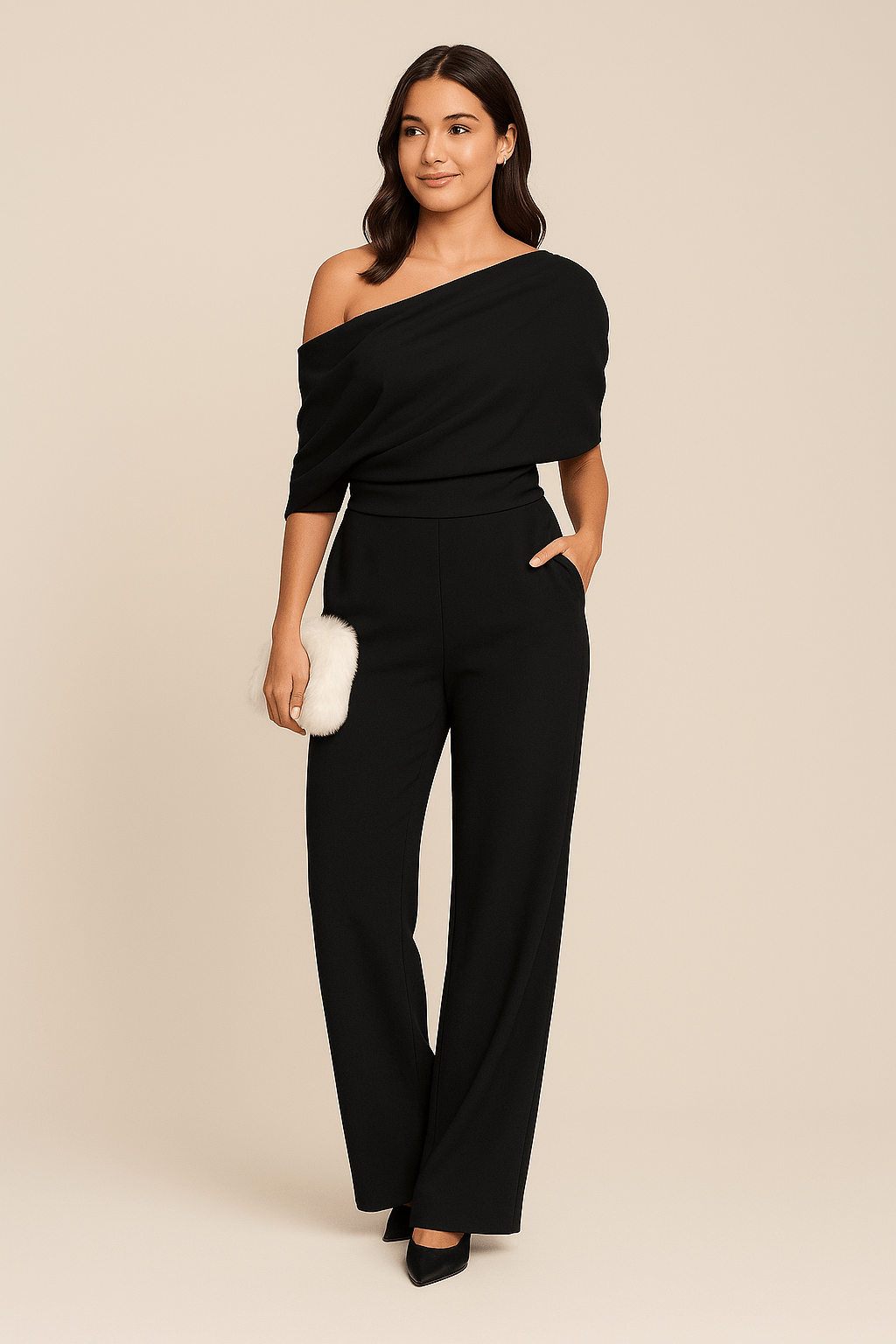 Damen-Jumpsuit mit One-Shoulder-Ausschnitt und weitem Bein-Jumpsuits for women-Alpenkind