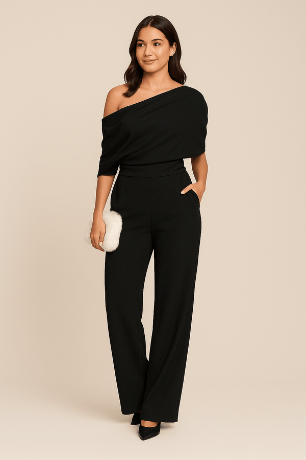 Damen-Jumpsuit mit One-Shoulder-Ausschnitt und weitem Bein-Jumpsuits for women-Alpenkind