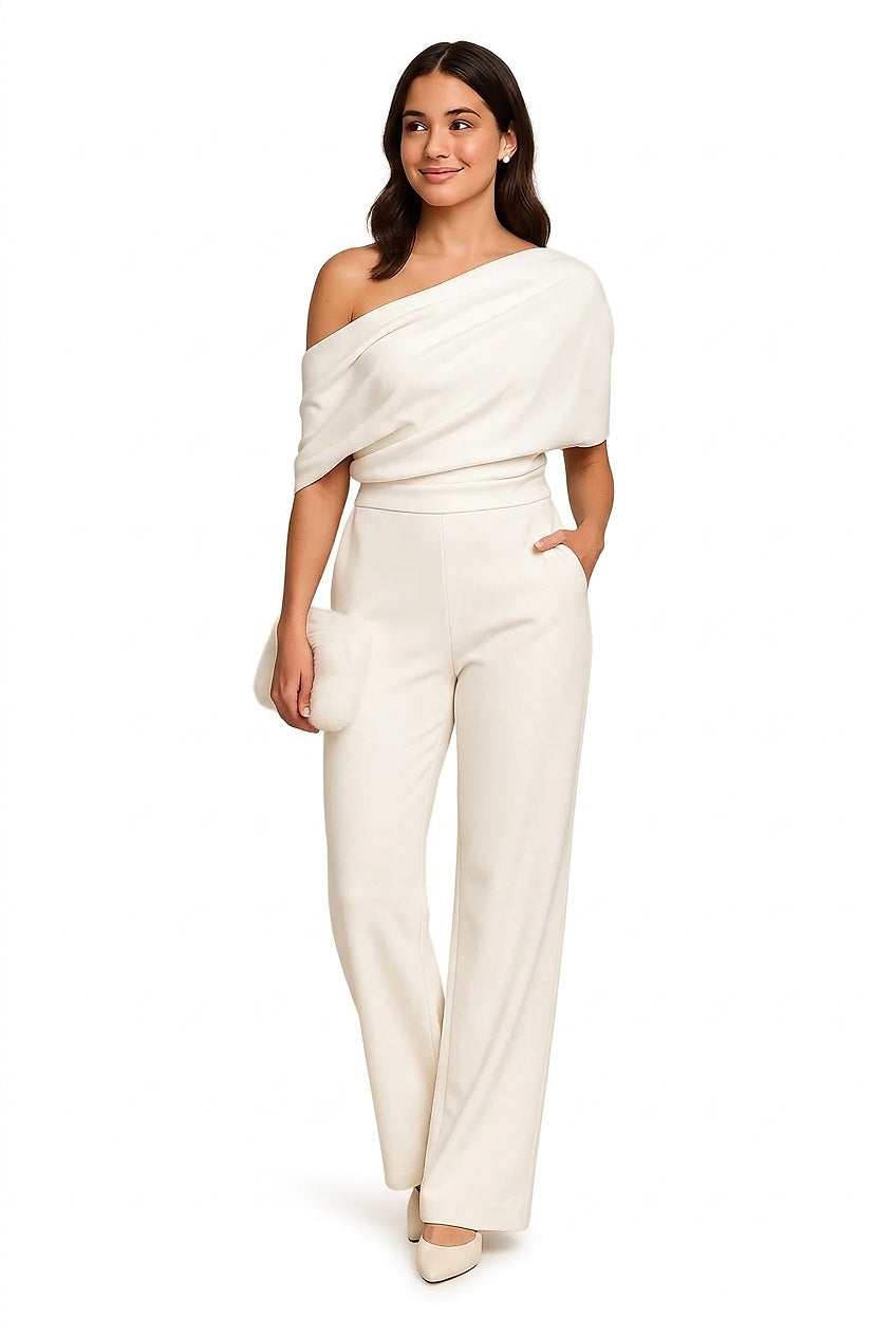 Damen-Jumpsuit mit One-Shoulder-Ausschnitt und weitem Bein-Jumpsuits for women-Alpenkind