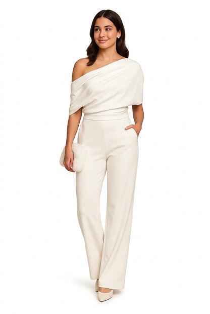 Damen-Jumpsuit mit One-Shoulder-Ausschnitt und weitem Bein-Jumpsuits for women-Alpenkind