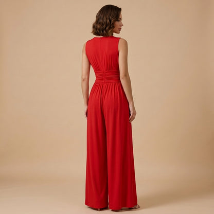 Damen-Jumpsuit mit V-Ausschnitt und weitem Bein-Jumpsuits for women-Alpenkind