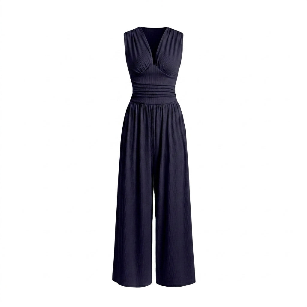 Damen-Jumpsuit mit V-Ausschnitt und weitem Bein-Jumpsuits for women-Alpenkind