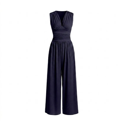 Damen-Jumpsuit mit V-Ausschnitt und weitem Bein-Jumpsuits for women-Alpenkind