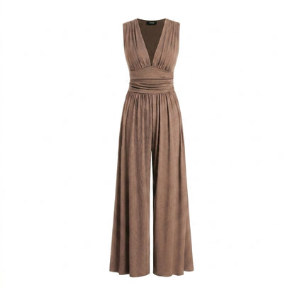 Damen-Jumpsuit mit V-Ausschnitt und weitem Bein-Jumpsuits for women-Alpenkind