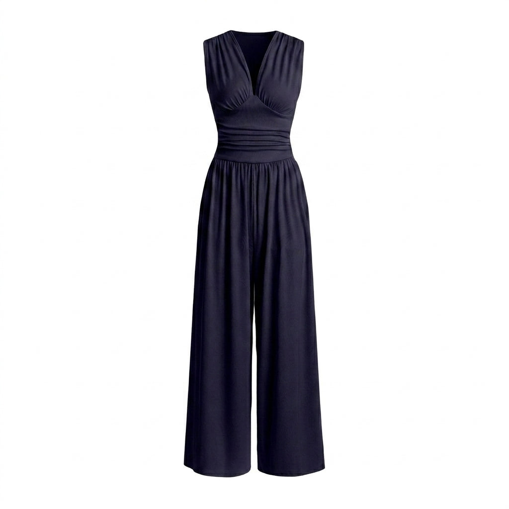 Damen-Jumpsuit mit V-Ausschnitt und weitem Bein-Jumpsuits for women-Alpenkind