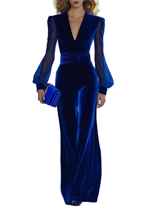 Damen Jumpsuit mit V-Ausschnitt und weitem Bein-Jumpsuit-Alpenkind