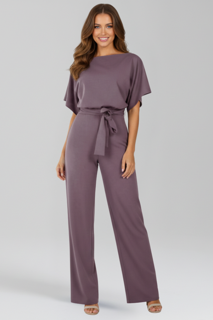 Damen-Jumpsuit mit weitem Bein und Bindegürtel-Jumpsuits for women-Alpenkind