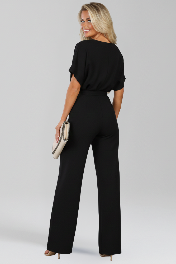Damen-Jumpsuit mit weitem Bein und Bindegürtel-Jumpsuits for women-Alpenkind