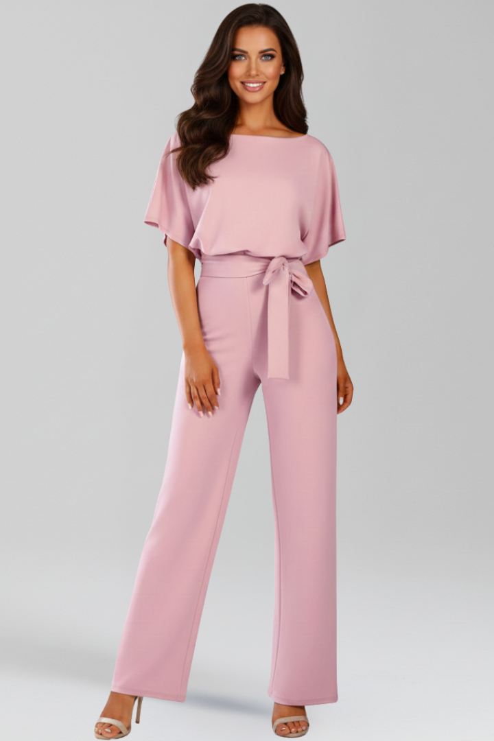 Damen-Jumpsuit mit weitem Bein und Bindegürtel-Jumpsuits for women-Alpenkind