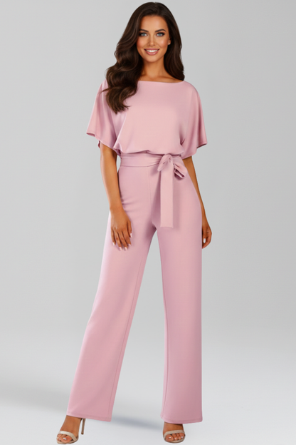 Damen-Jumpsuit mit weitem Bein und Bindegürtel-Jumpsuits for women-Alpenkind