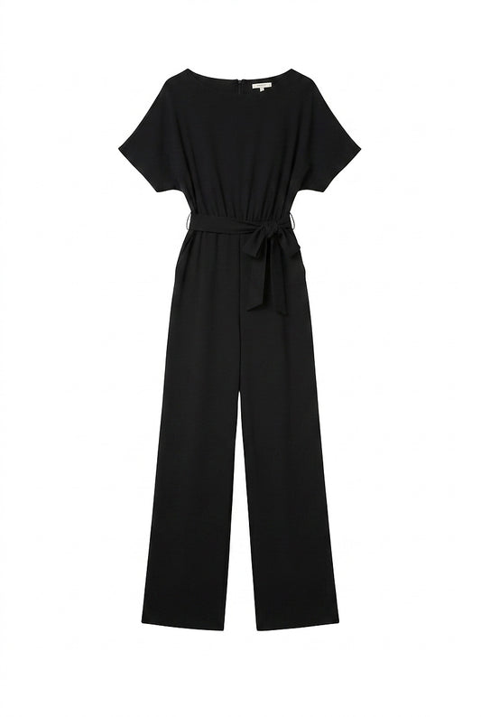 Damen-Jumpsuit mit weitem Bein und Bindegürtel-Jumpsuits for women-Alpenkind