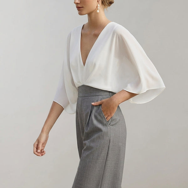 Damen-Jumpsuit mit weitem Bein und V-Ausschnitt-Jumpsuits for women-Alpenkind