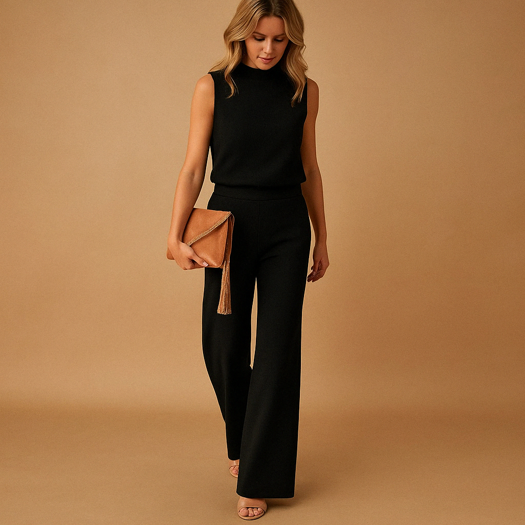 Damen Jumpsuit ohne Ärmel mit Rundhalsausschnitt und weitem Bein-Jump suit-Alpenkind