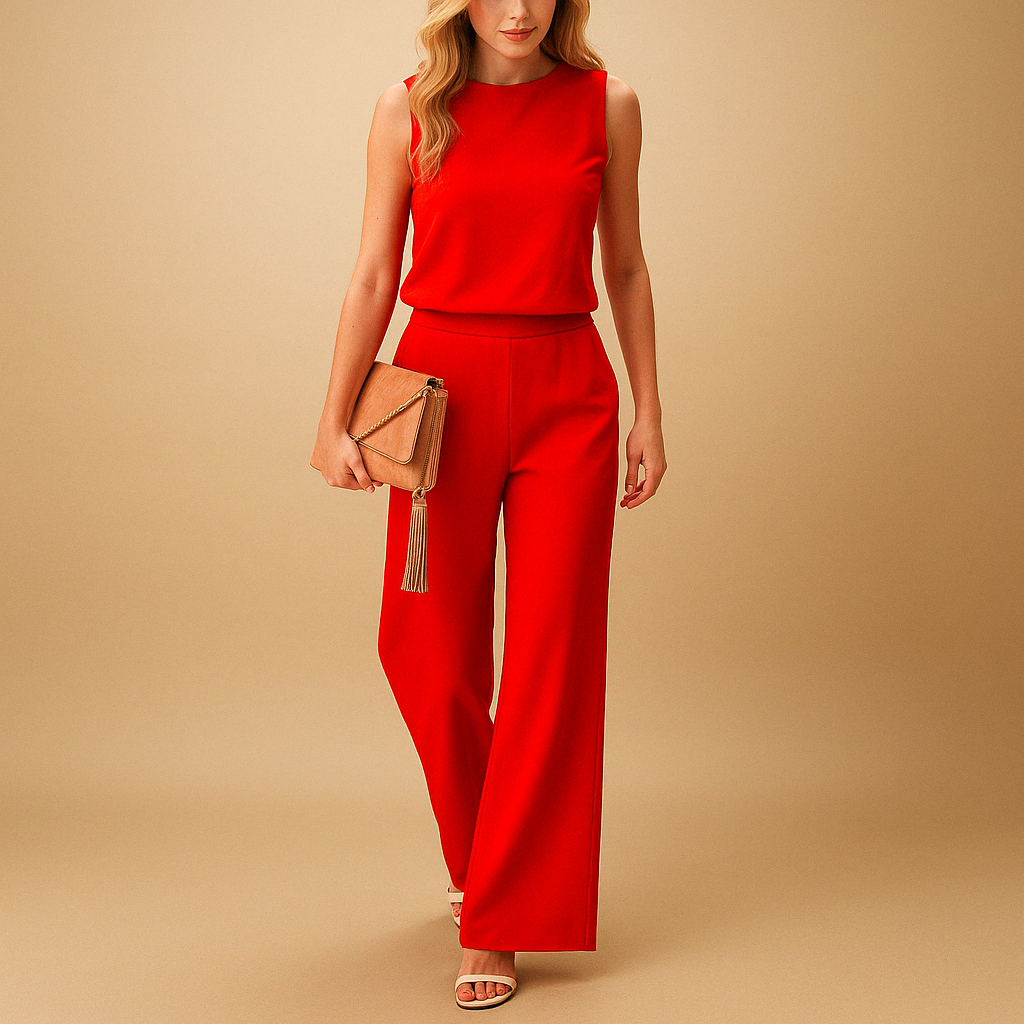 Damen Jumpsuit ohne Ärmel mit Rundhalsausschnitt und weitem Bein-Jump suit-Alpenkind