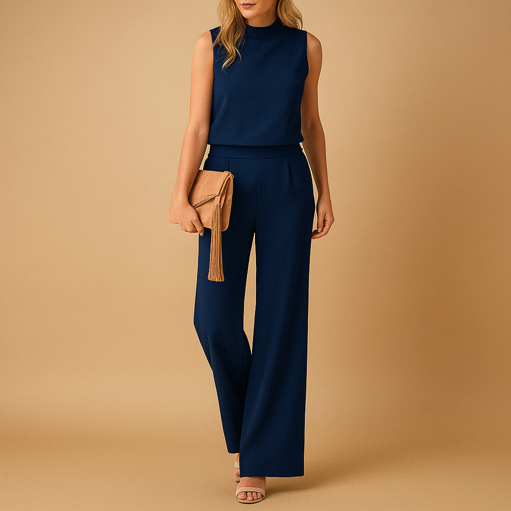 Damen Jumpsuit ohne Ärmel mit Rundhalsausschnitt und weitem Bein-Jump suit-Alpenkind