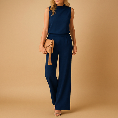 Damen Jumpsuit ohne Ärmel mit Rundhalsausschnitt und weitem Bein-Jump suit-Alpenkind