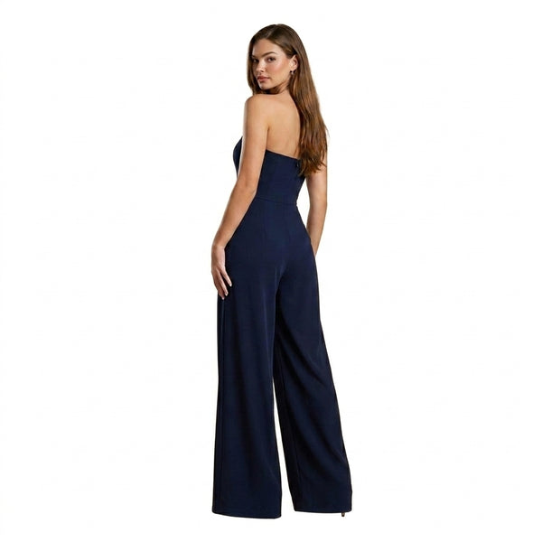 Damen-Jumpsuit trägerlos mit weitem Bein und Faltenlegung-Jumpsuits for women-Alpenkind
