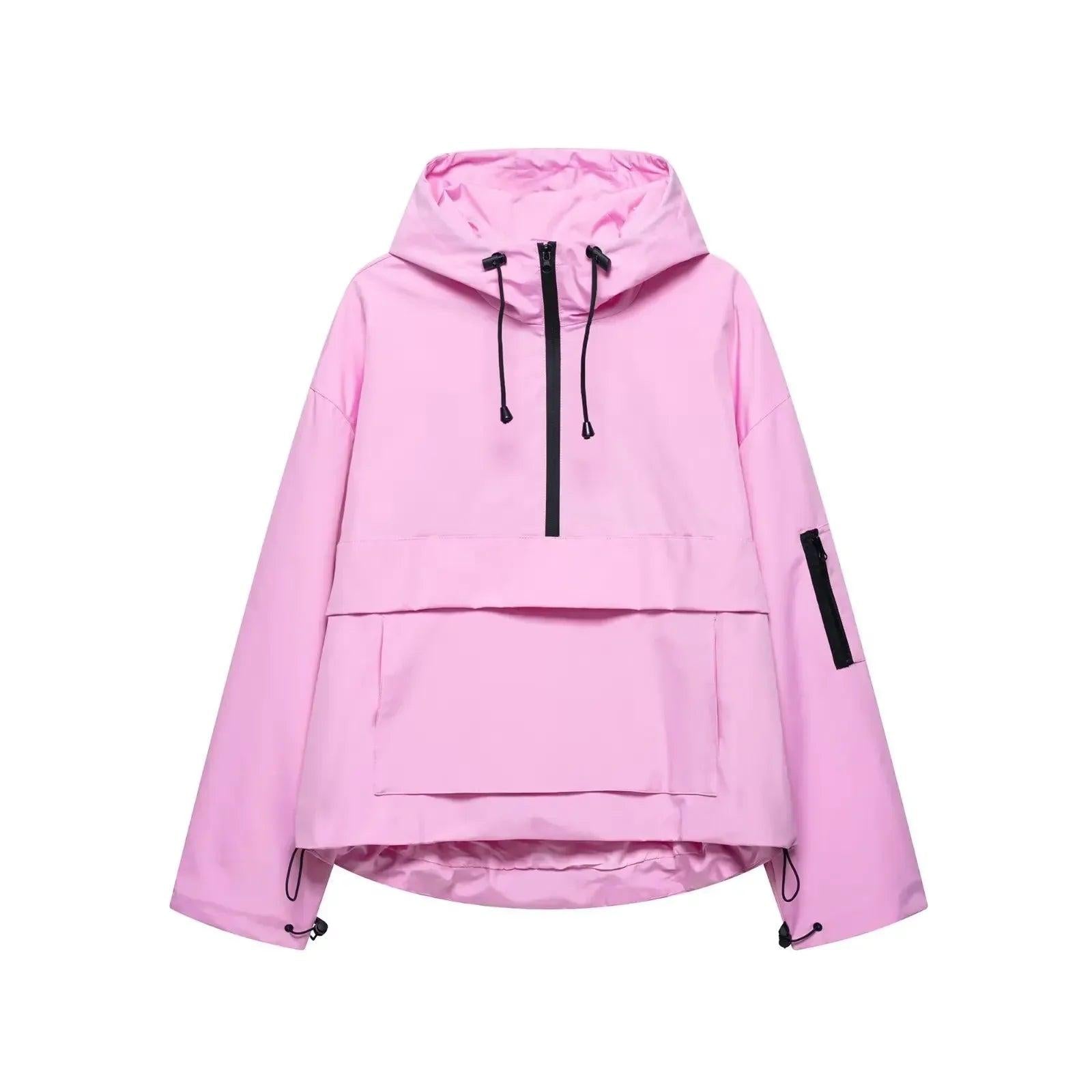Damen Kapuzen Anorak mit Halb Reißverschluss-Women Outerwear-Alpenkind