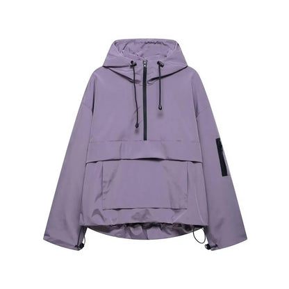 Damen Kapuzen Anorak mit Halb Reißverschluss-Women Outerwear-Alpenkind