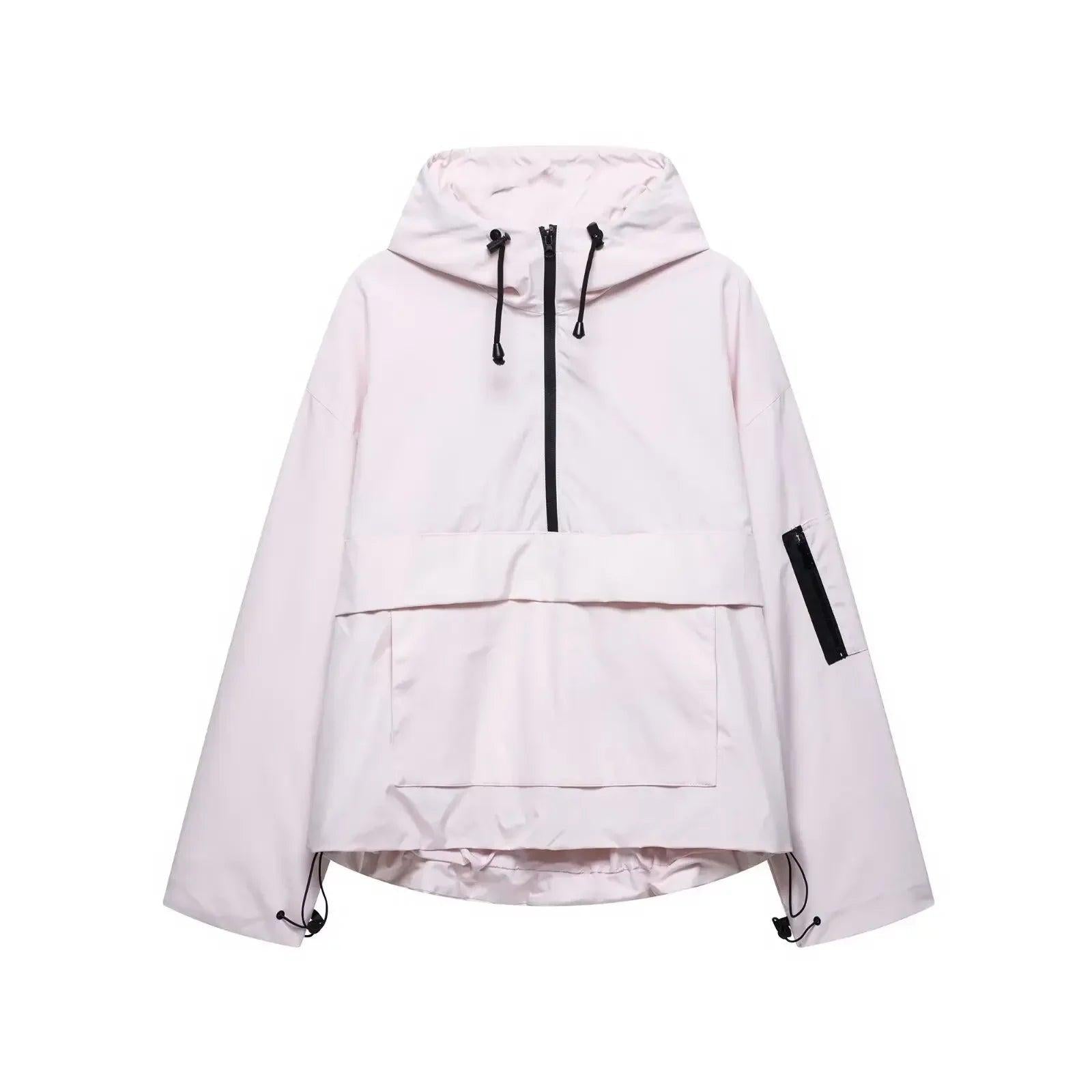 Damen Kapuzen Anorak mit Halb Reißverschluss-Women Outerwear-Alpenkind